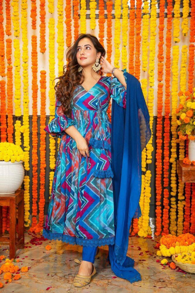 DC G33 Chiffon Printed Anarkali Kurti With Bottom Dupatta Wholesale Price In Surat